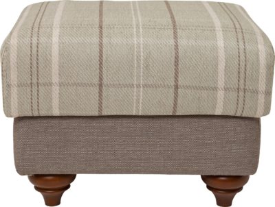 Heart of House - Argyll Checked - Fabric Footstool - Grey/Mint